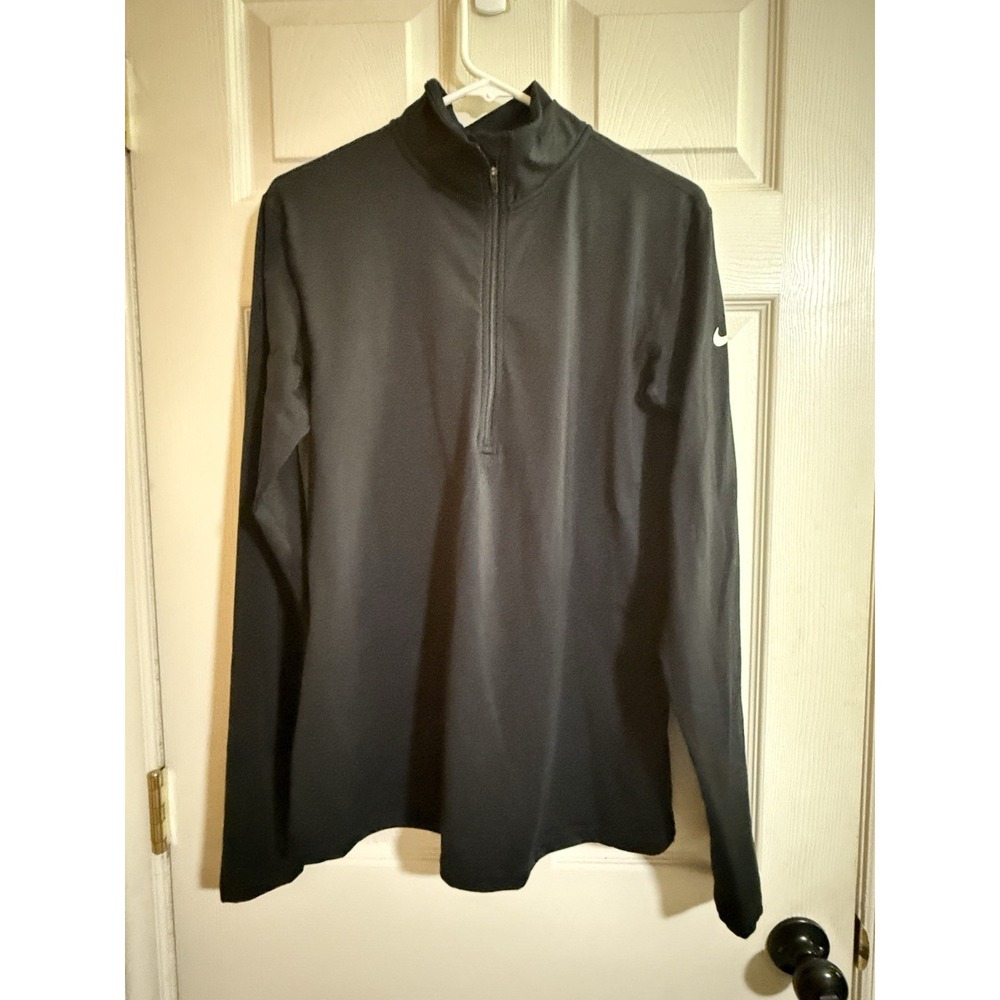Nike Pro Dri-Fit Men's 1/4 Zip Pullover Black Long Sleeve Training Shirt Size L